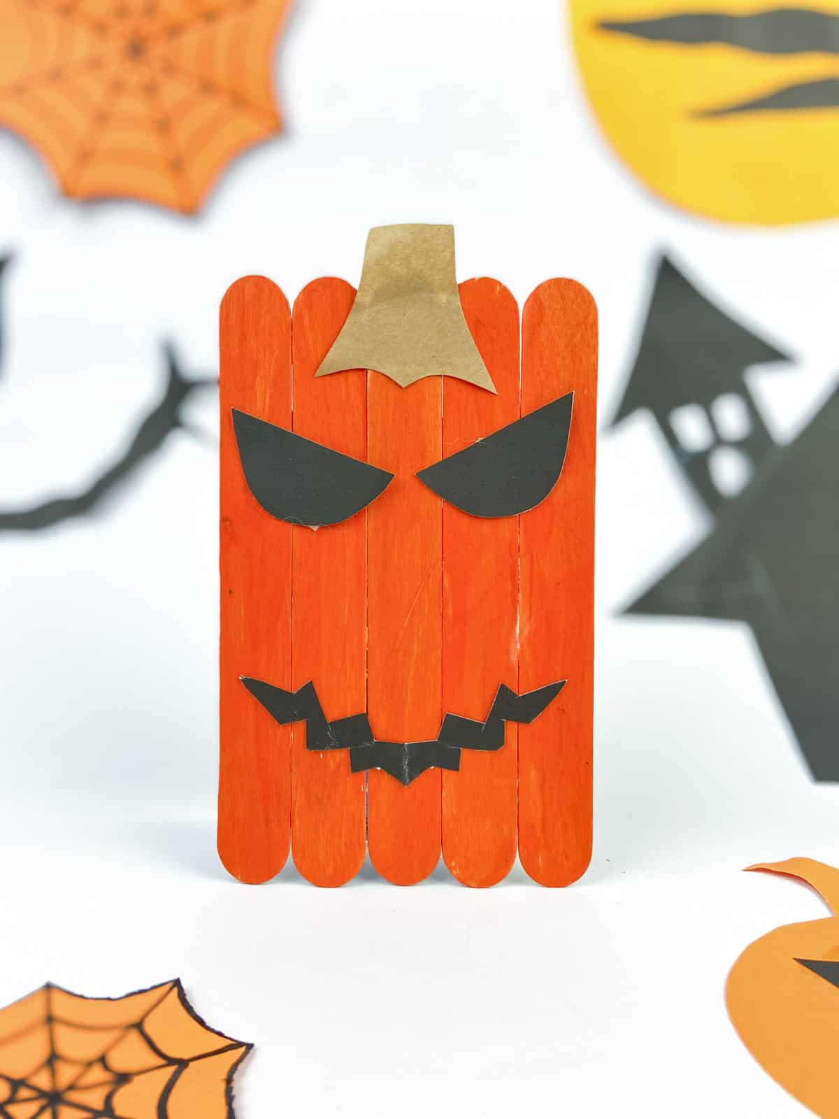 how to make popsicle stick pumpkin