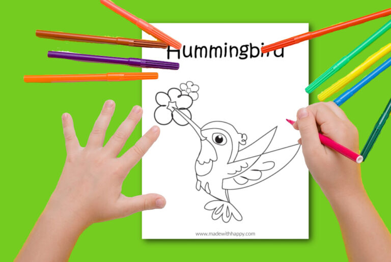 Free Printable Hummingbird Coloring Page For Kids - Made with HAPPY