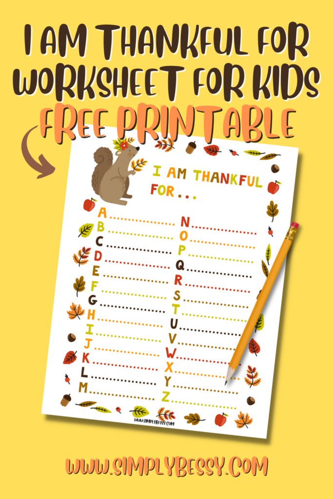 i am thankful for worksheet for kids free printable pin image