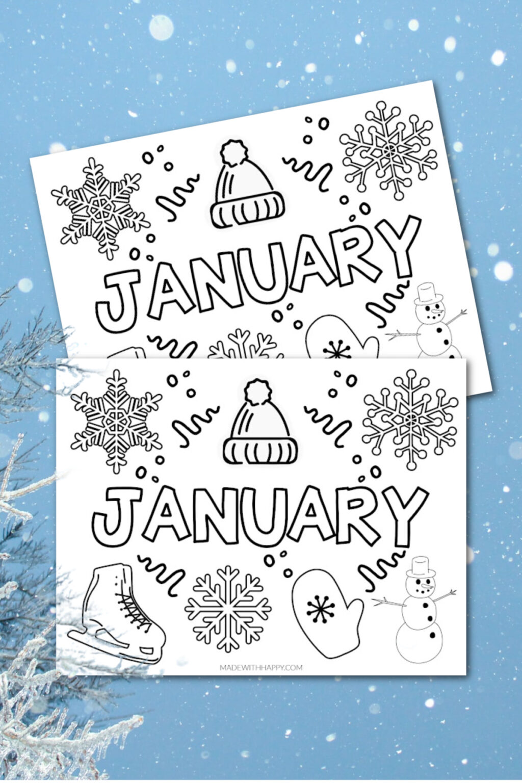 January Coloring Pages [Free Printables] - Made with HAPPY