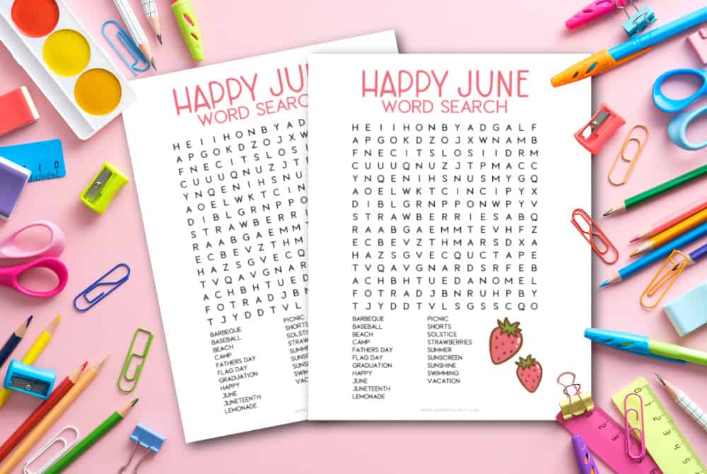 June Word Search Puzzles