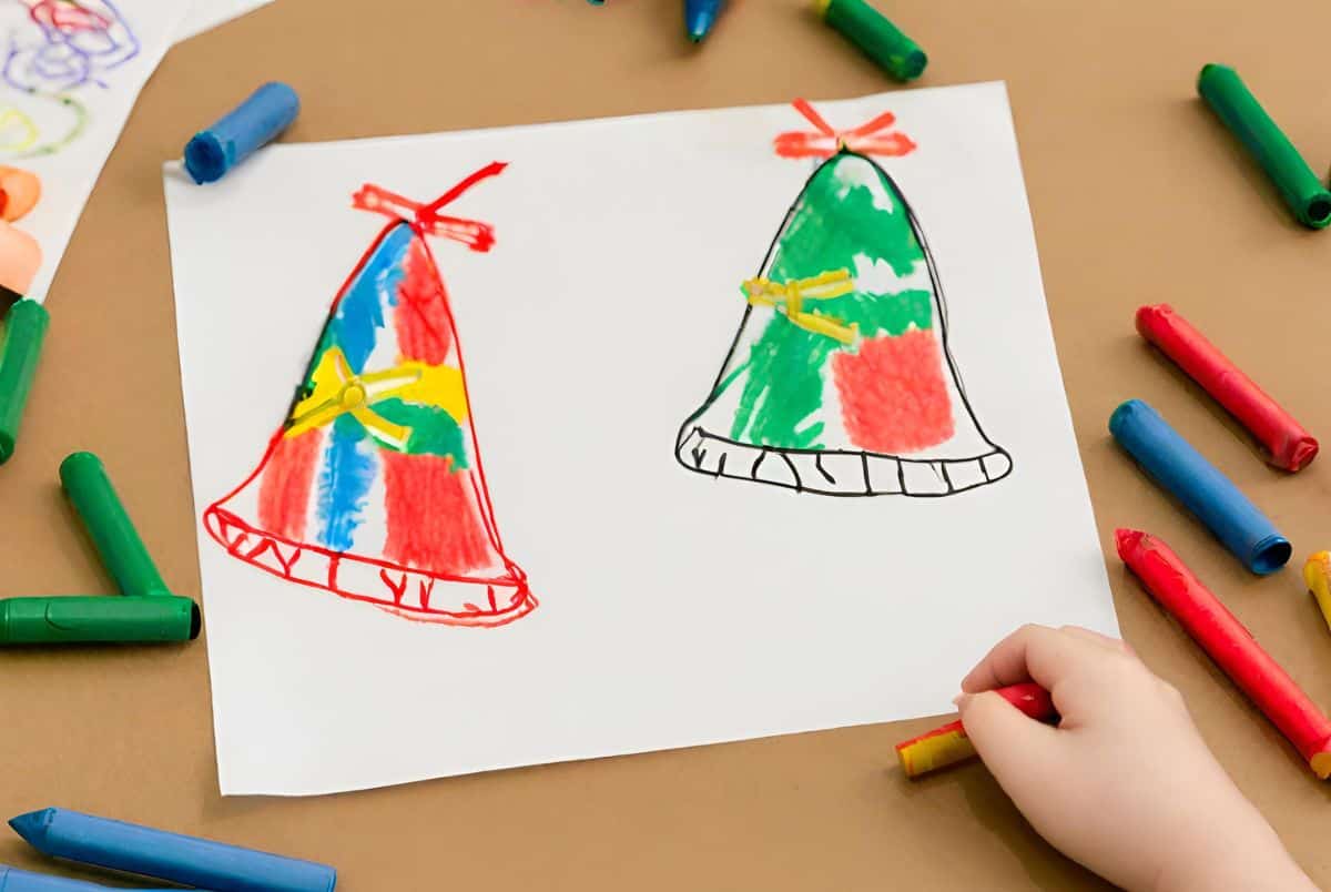 kids drawing of Christmas bells
