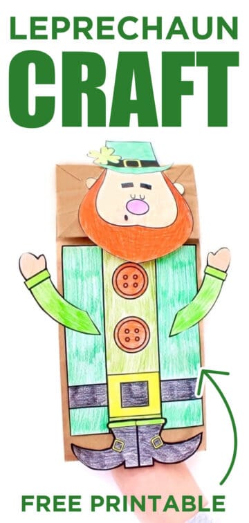 Leprechaun Paper Bag Puppet | Free Printable | Simply Bessy
