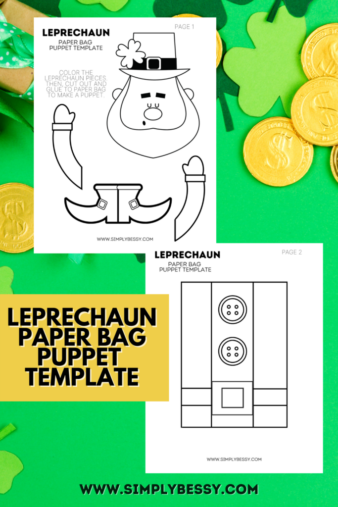 Leprechaun Paper Bag Puppet | Free Printable | Simply Bessy