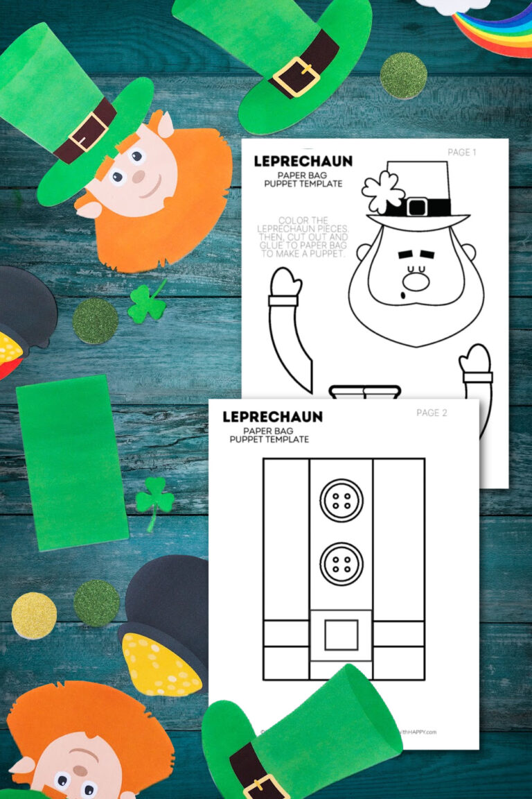 Leprechaun Paper Bag Puppet | Free Printable | Simply Bessy