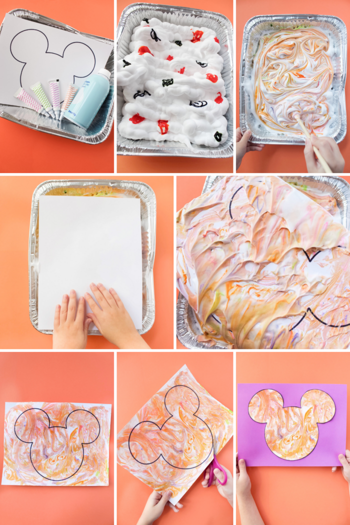 marble paper mickey mouse craft how to steps
