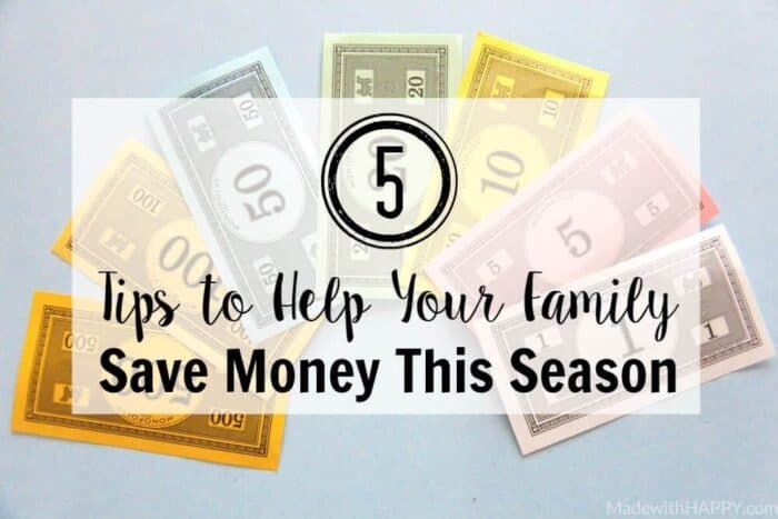 Monopoly Cash | Colorful Money | 5 Tips to Help Your Family Save Money This Season | www.madewithhappy.com