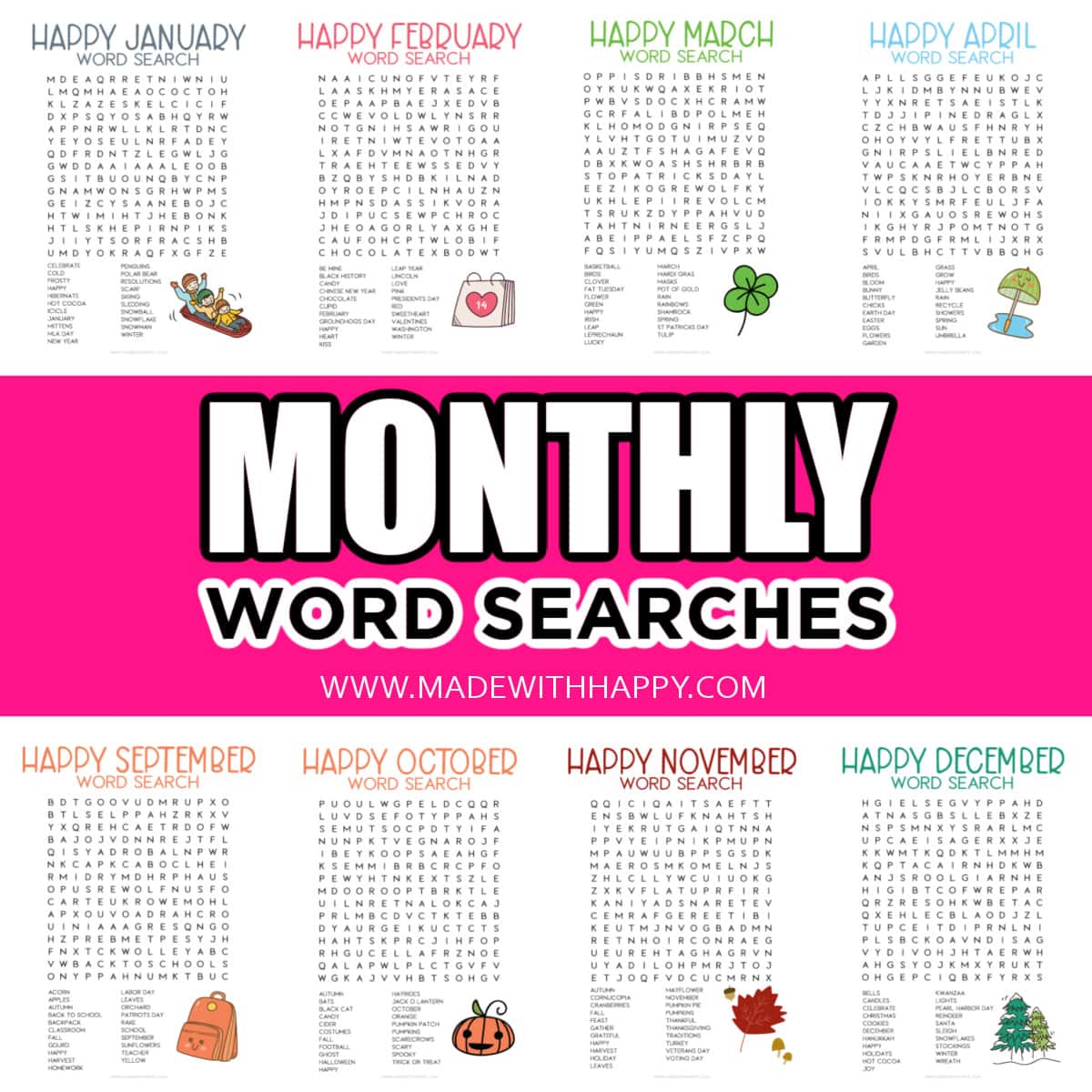 month word searches 