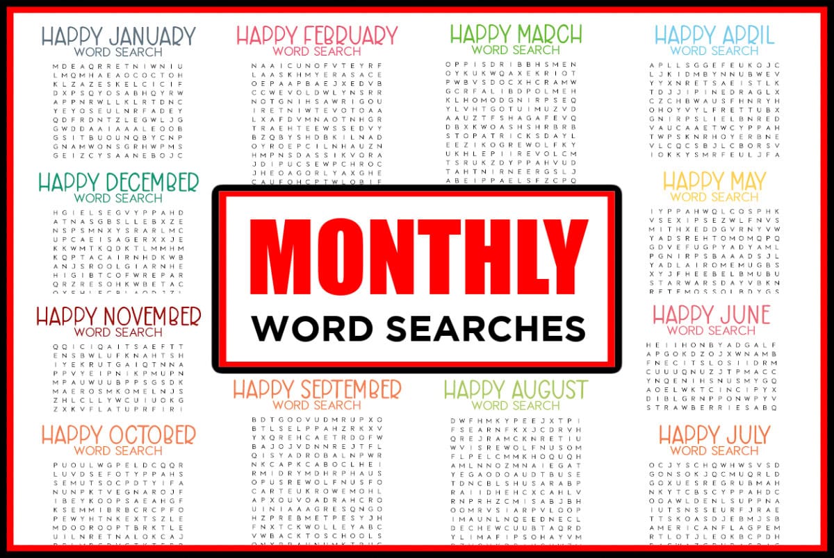 monthly word searches