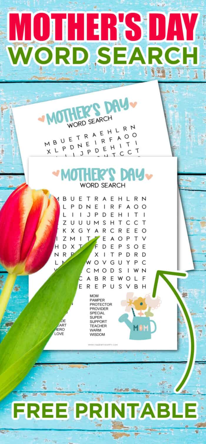 mother's day word search puzzle
