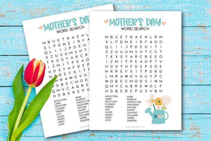 mother's day word search