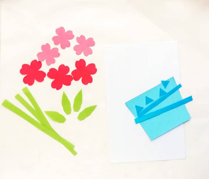 Cut out the flowers. Stems and the vase using the PDF templates.