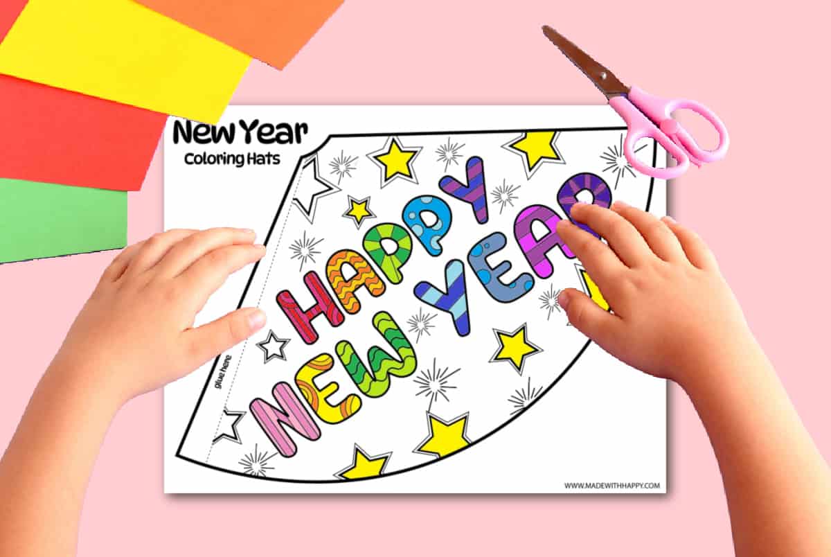 2024 printable new years hats - made with happy