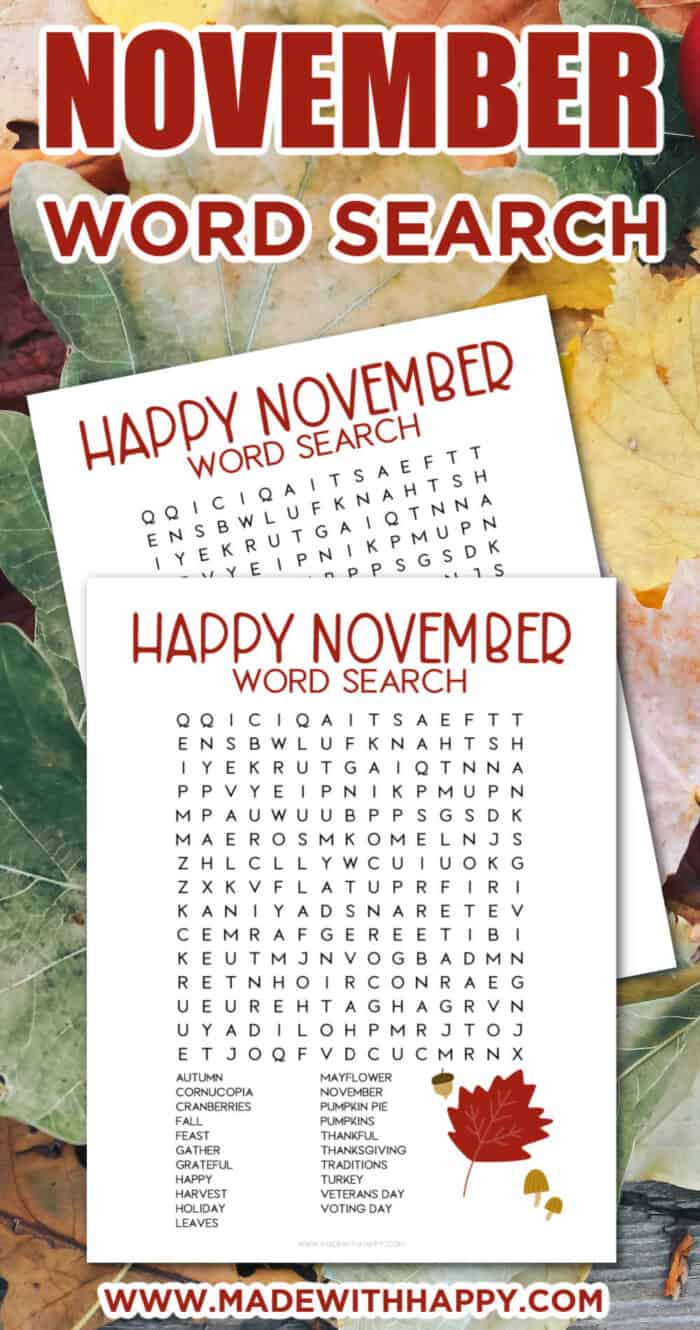 November Word Searches