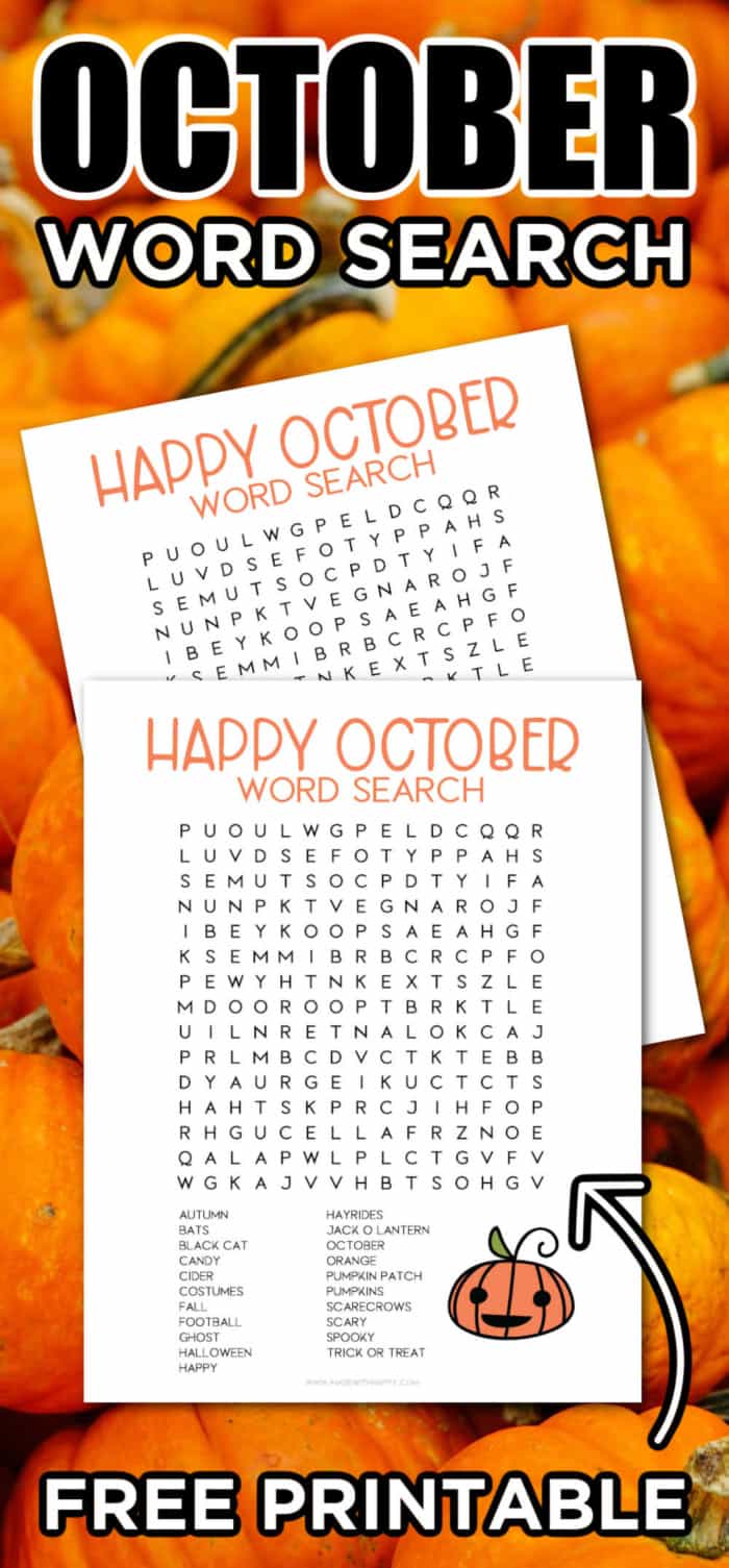 October Word Search Free Printable