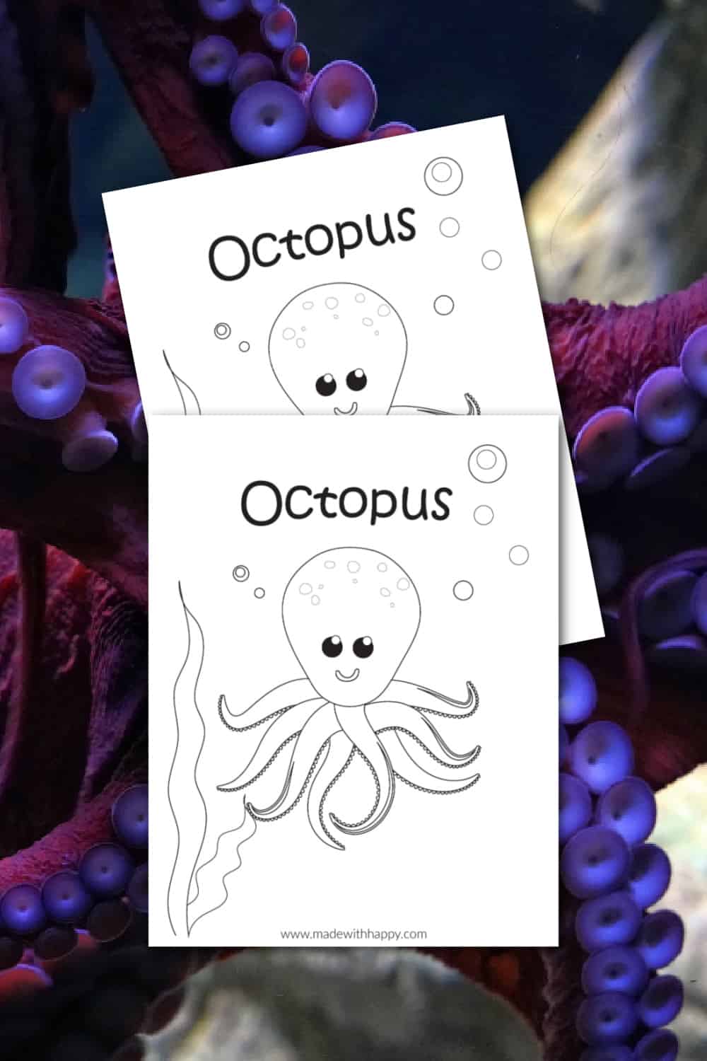 Octopus Coloring Page Free Printable - Made with HAPPY