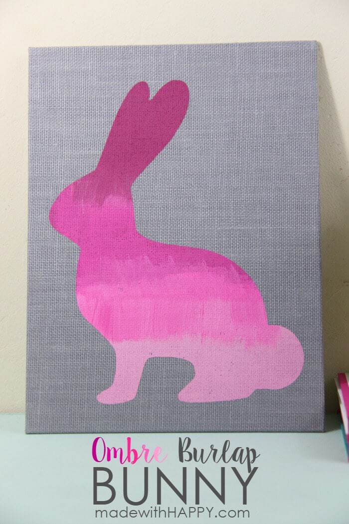 Ombre Burlap Bunny | Easter Bunny Decorations | Pink Bunny Stencil | DIY Easter Decor | www.madewithHAPPY.com