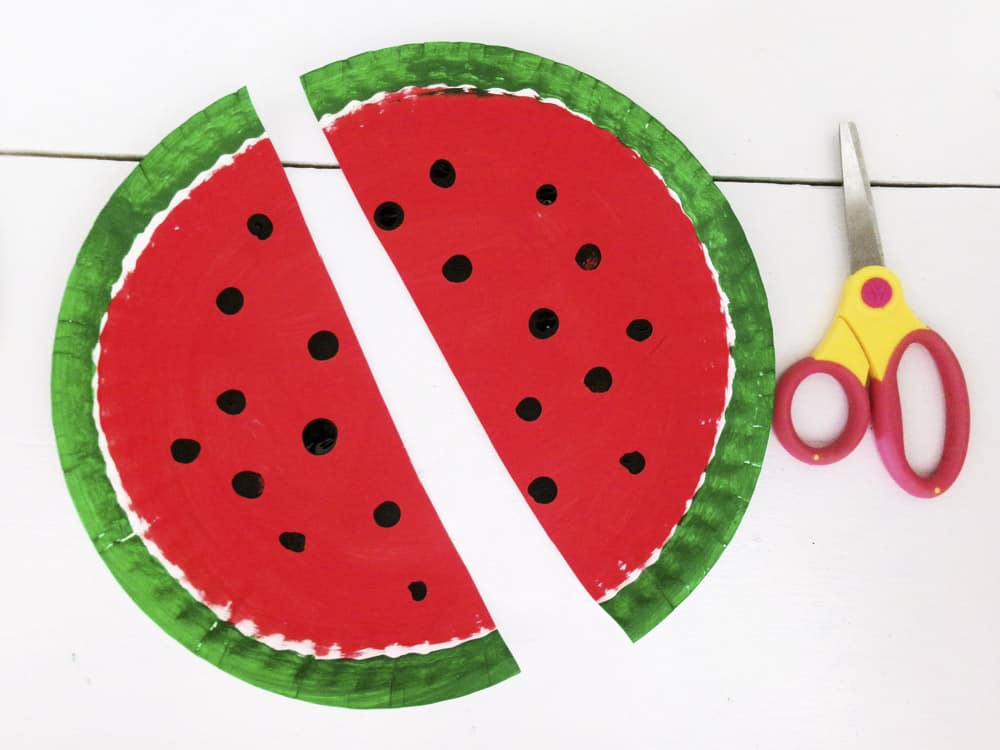 Once Seeds are dry cut the watermelon in half