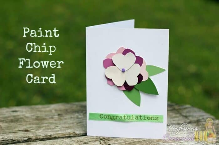 paint chip crafts flower card