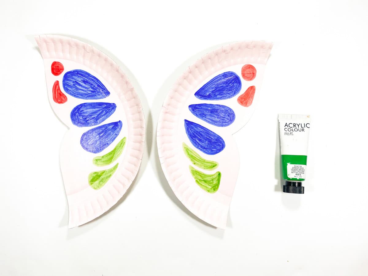 paint more details on each wing of butterfly paper plate