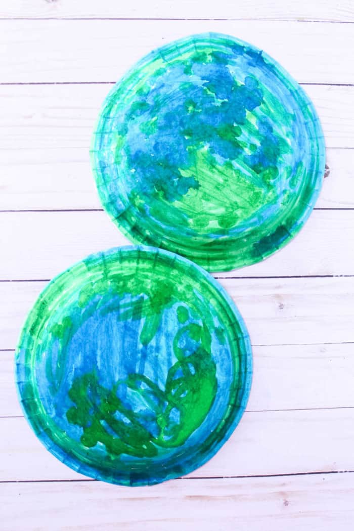 paint two paper plate earths