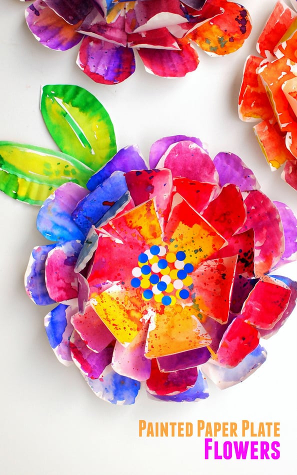 painted paper plate flowers