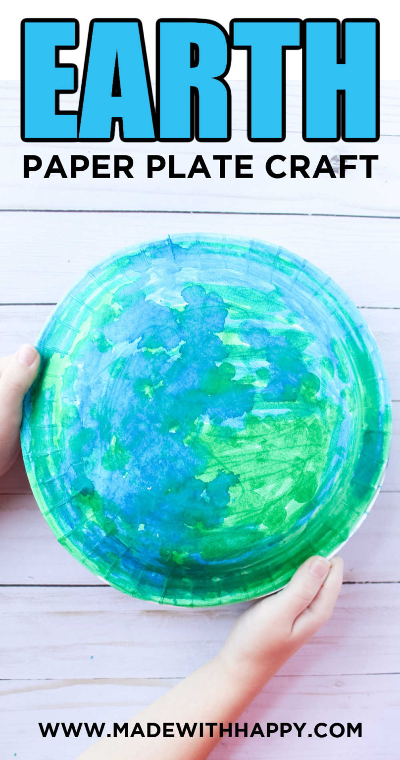 How to Make an Earth Day Paper Plate Globe Craft Made with HAPPY