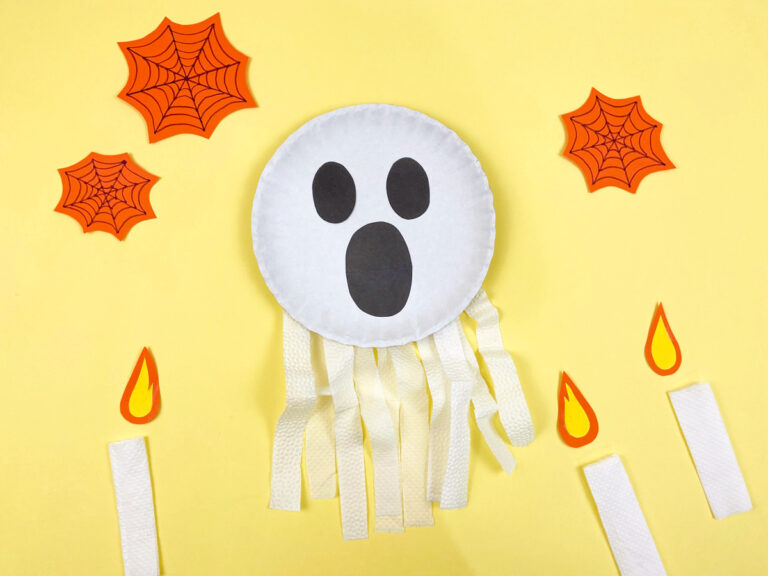 Fun Paper Plate Ghost Craft For Halloween - Made with HAPPY