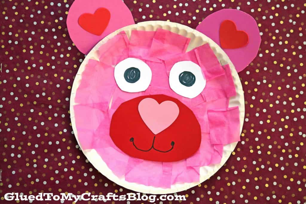 Paper Plate Valentines Bear Kid Craft