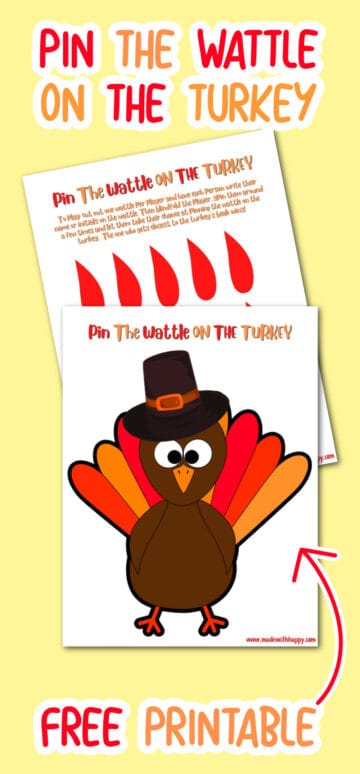 FREE Pin The Wattle On The Turkey Printable Thanksgiving Game