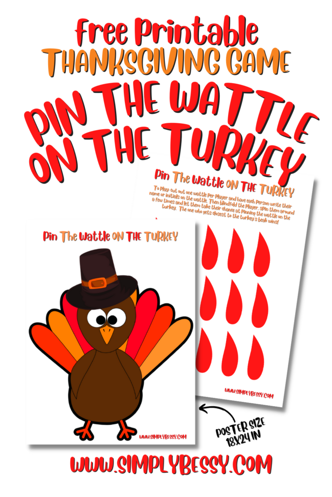 pin the wattle on the turkey free printable game pin image