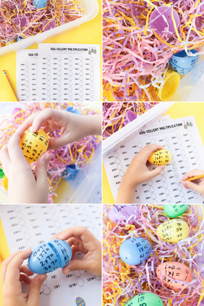 plastic easter egg math game kids multiplication practice