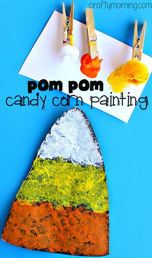 pom pom painting candy corn