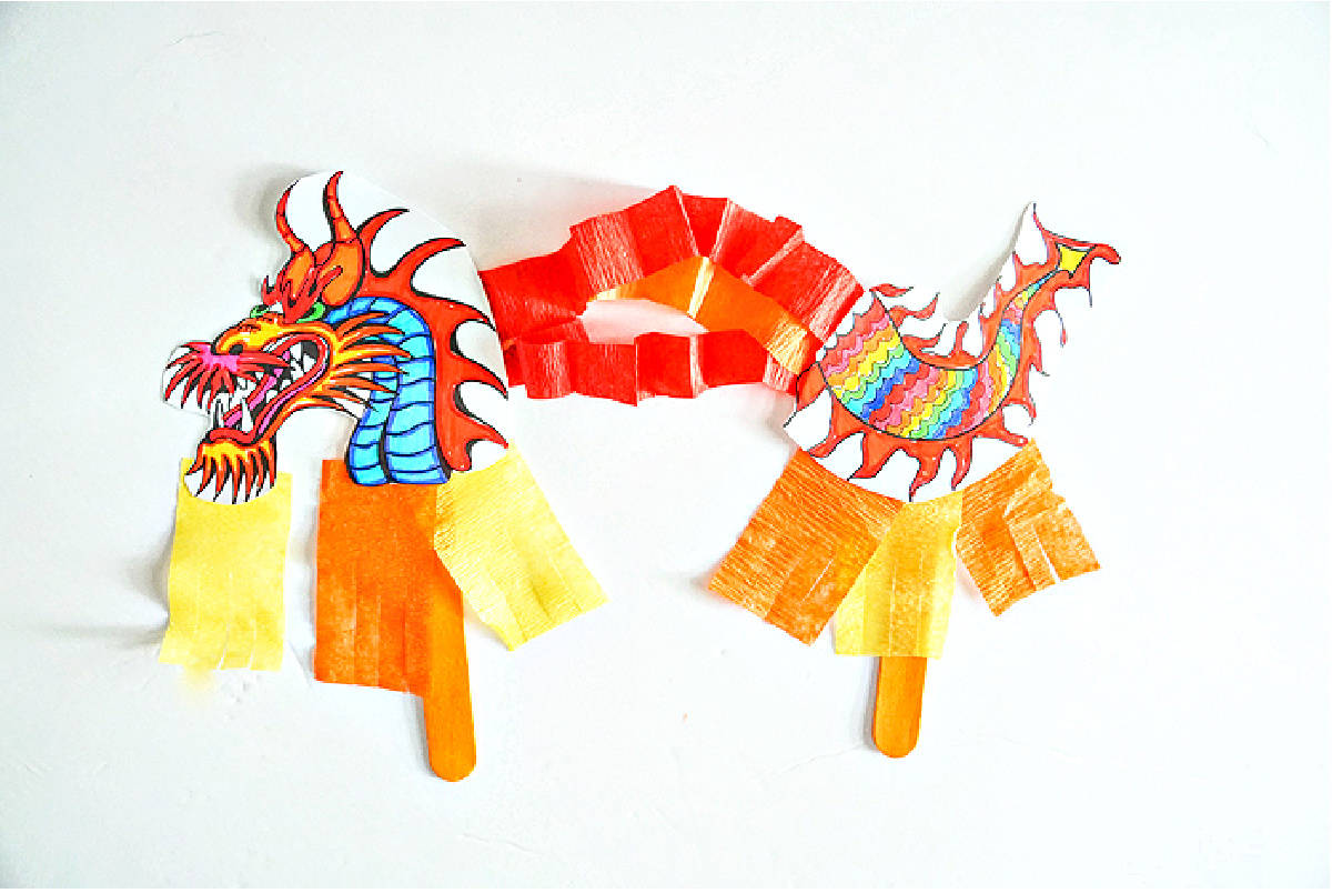 popsicle stick dragon puppet
