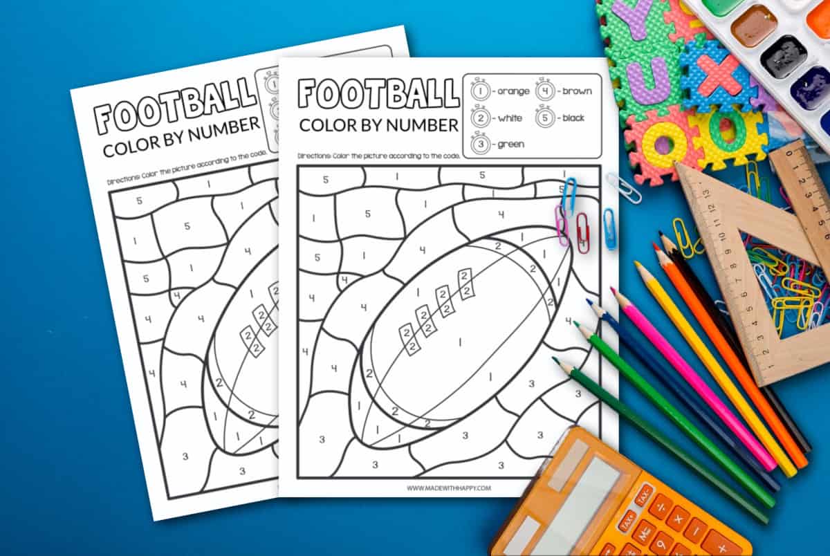 printable color by number football