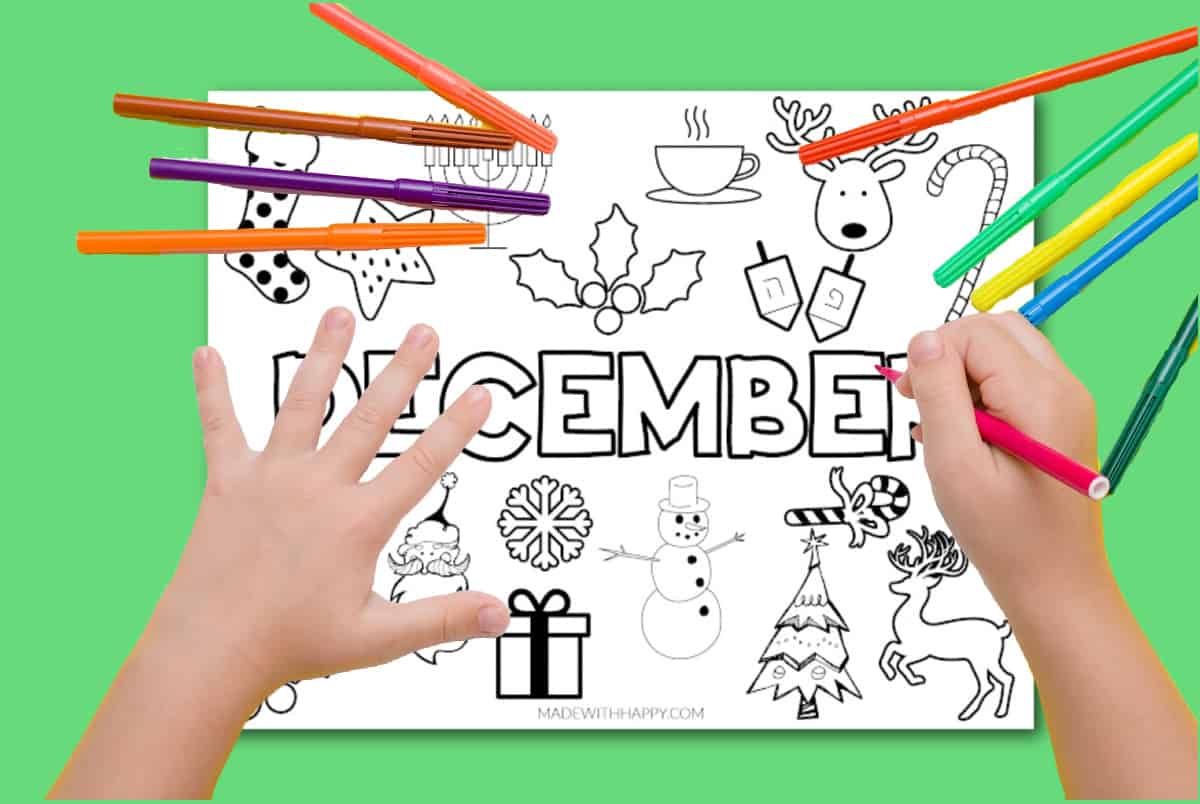 Printable December Coloring Page