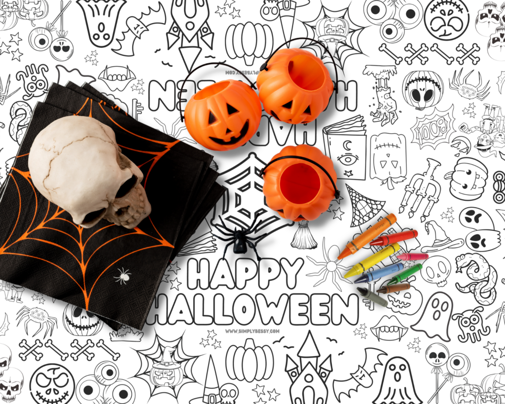 free printable halloween coloring tablecloth poster