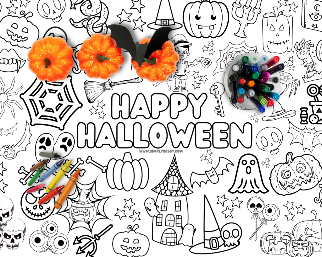 halloween coloring tablecloth free printable