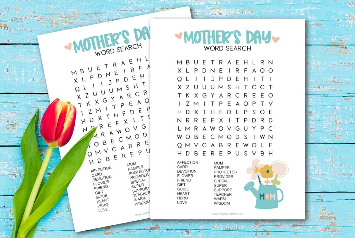 printable mother's day word search