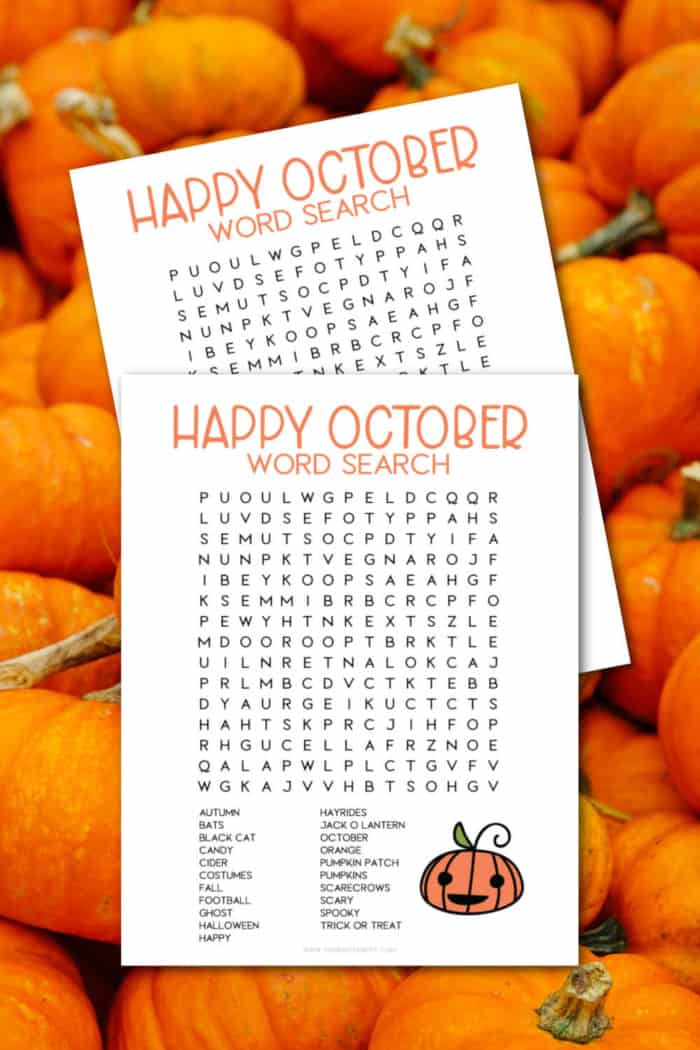 printable october word search