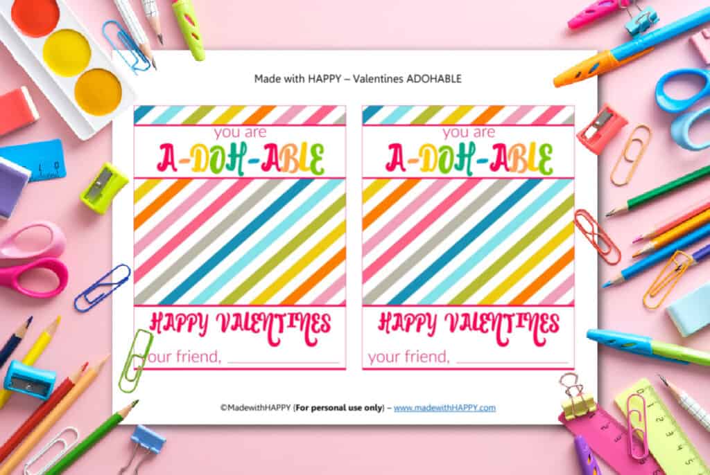Play-Doh Valentines [FREE Printable] - Made with HAPPY