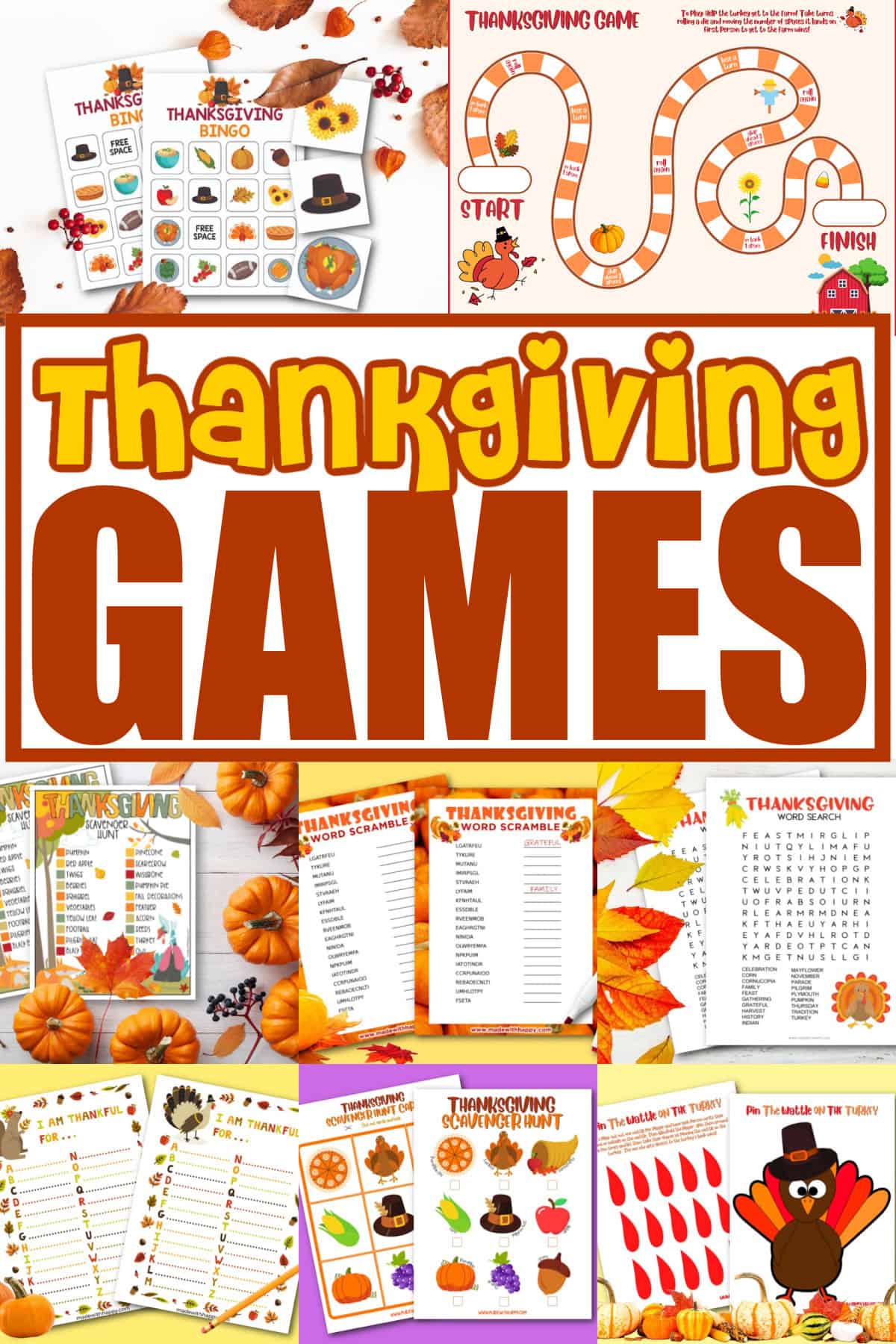 free printable thanksgiving games - made with happy
