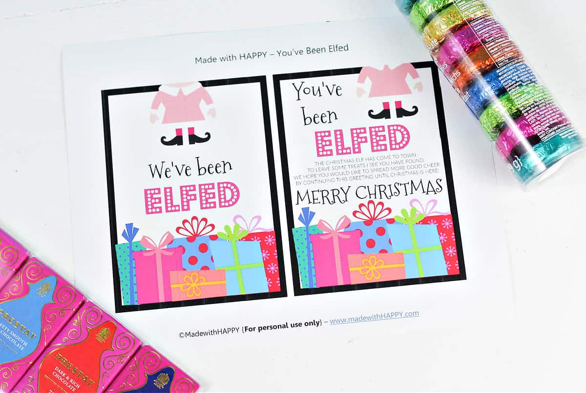 printable you have been elfed sign