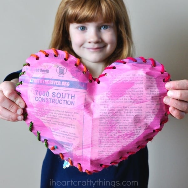 Puffy Newspaper Heart Craft