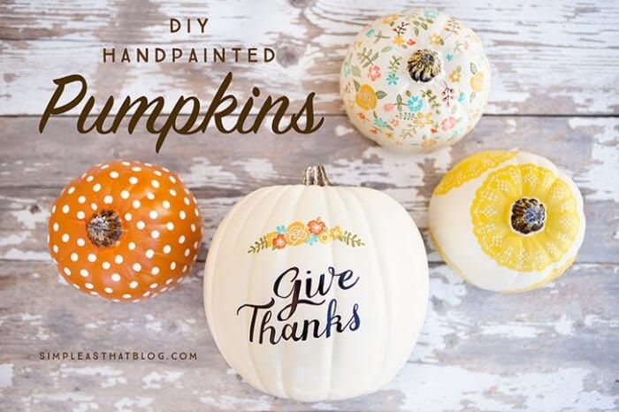 Painted Pumpkins - Simple As That Blog | 15 DIY Fall Crafts | www.madewithHAPPY.com