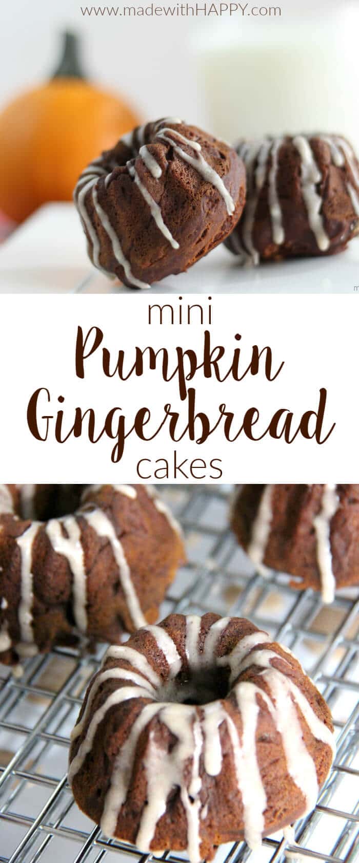 Mini Pumpkin Gingerbread Cakes | Pumpkin Desserts | Gingerbread Cake | Great recipe that blends all the flavors you love for FALL | Cinnamon Yogurt Icing | Pairs great with a Starbucks Pumpkin Spice Latte