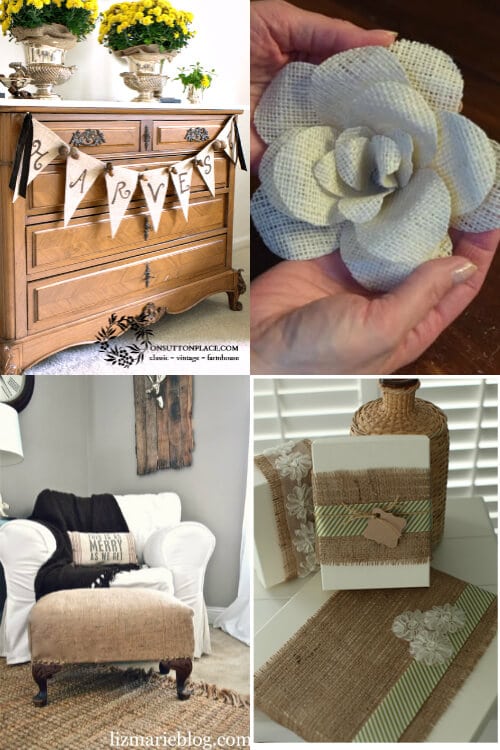 28 Burlap Projects | Burlap DIY Projects | Burlap Home Decor | Burlap DIY gifts | Burlap Outdoor Projects | Simple Burlap Crafts | www.madewithHAPPY.com