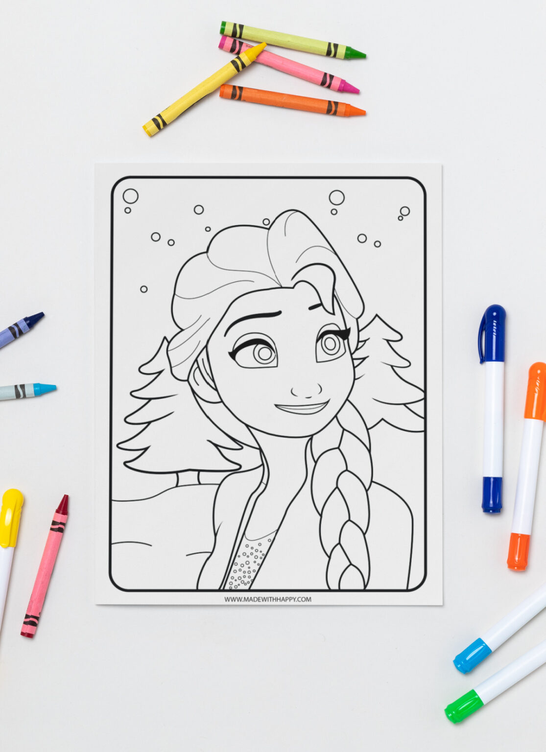 FREE Princess Elsa Coloring Page - Made with HAPPY