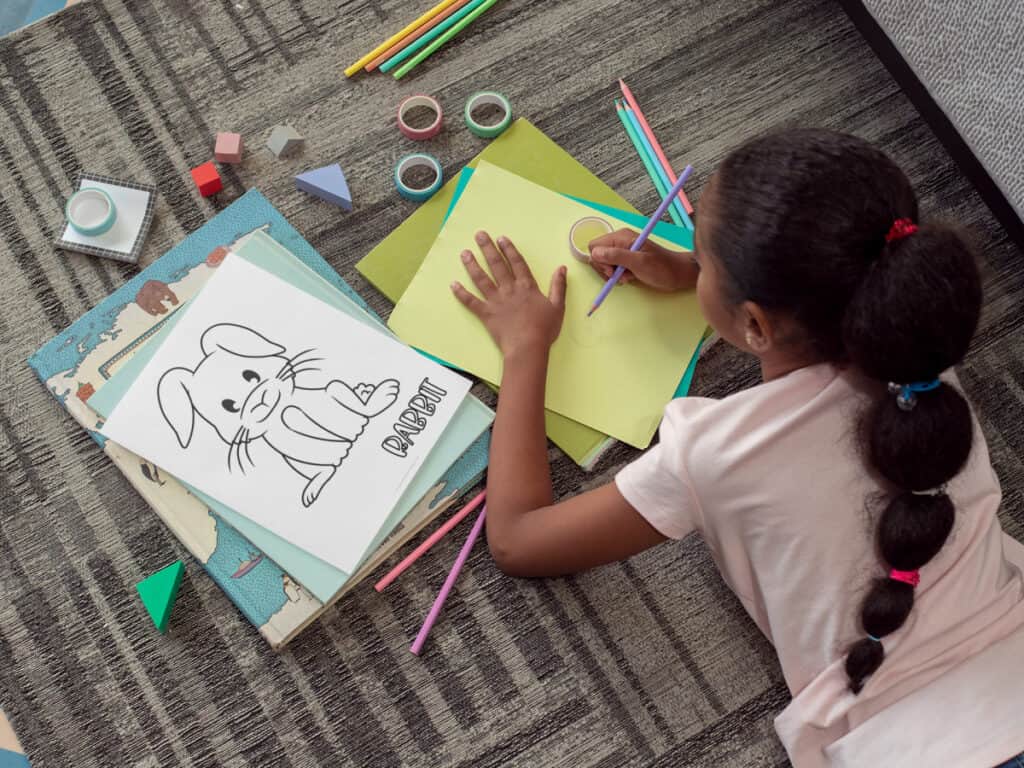 Coloring The Rabbit Card Rabbit Coloring Pages - Made with HAPPY
