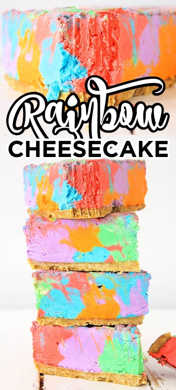 Large slice of cheesecake rainbow